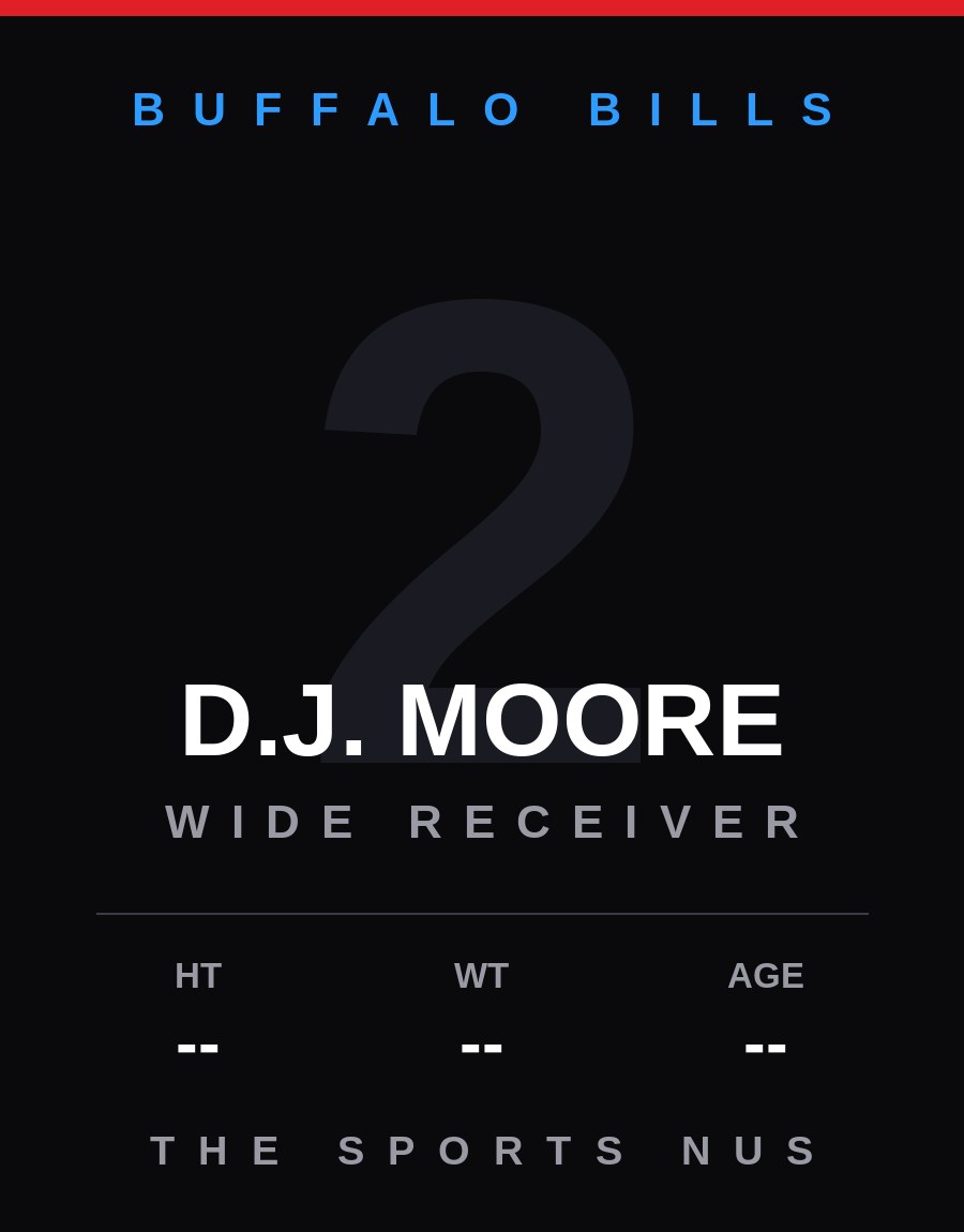 D.J. Moore player card: Buffalo Bills wide receiver, number 2