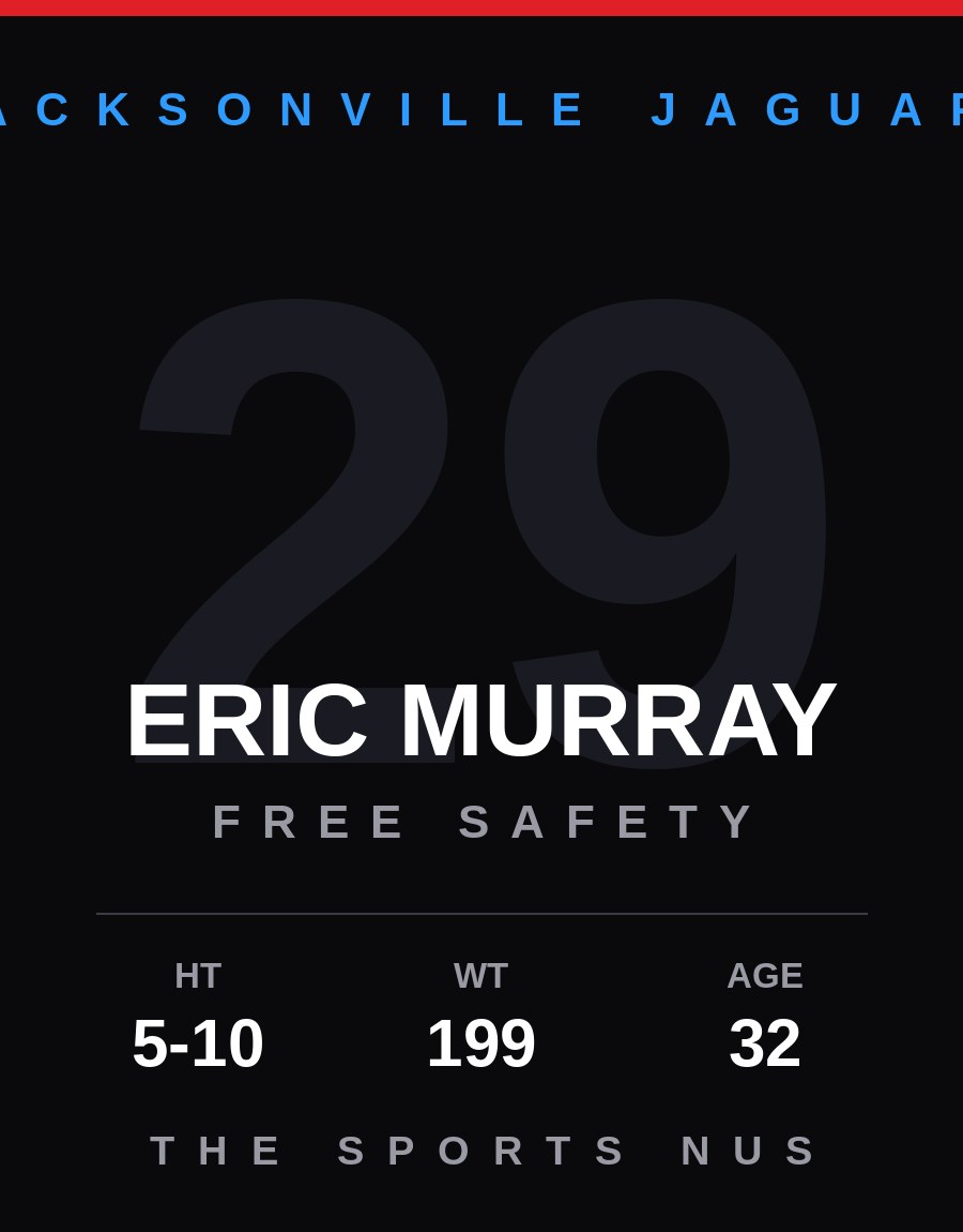 Eric Murray player card: Jacksonville Jaguars free safety, number 29