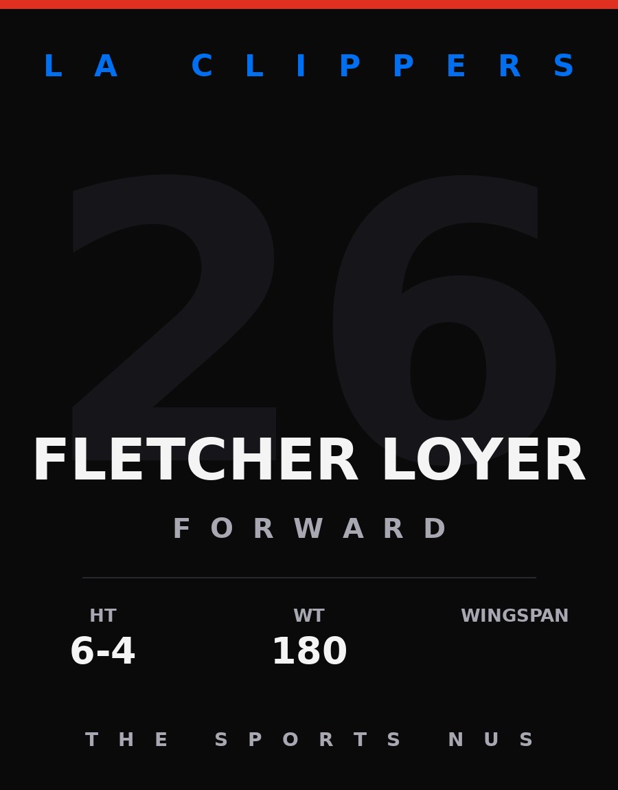 Fletcher Loyer player card: LA Clippers guard, number 26