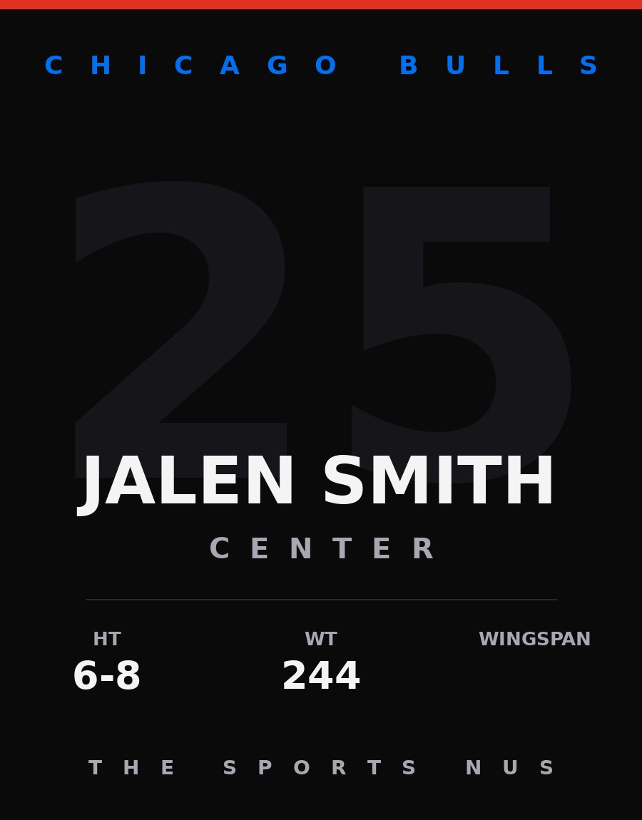 Jalen Smith player card: Chicago Bulls center, number 25