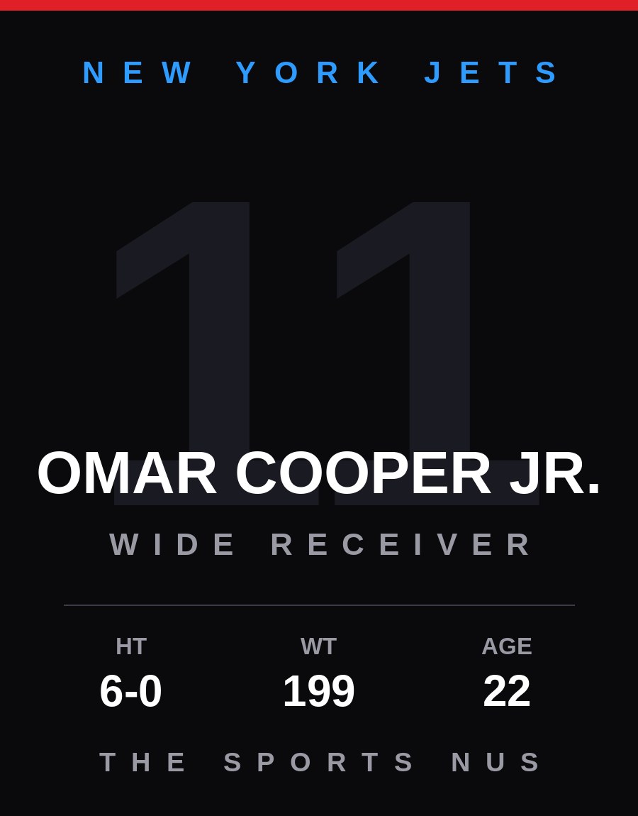 Omar Cooper Jr. player card: New York Jets wide receiver, number 11