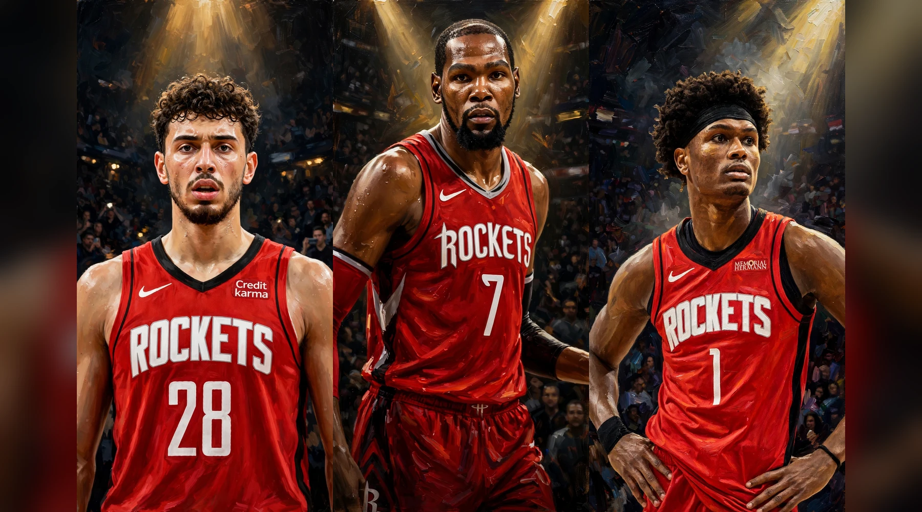 Kevin Durant, Alperen Sengun and Amen Thompson: Houston Rockets stars