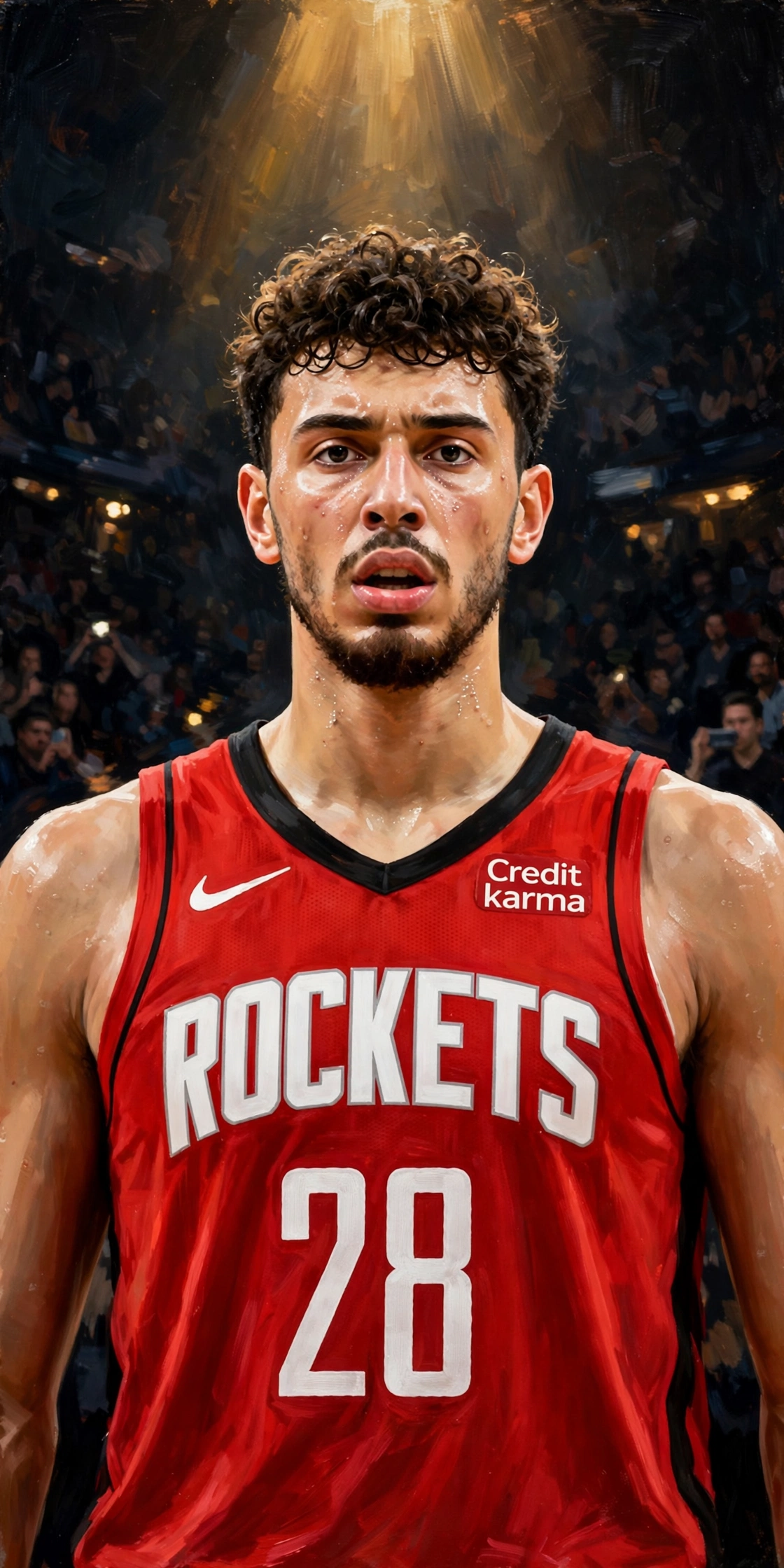 Illustration of Alperen Sengun in a Houston Rockets uniform
