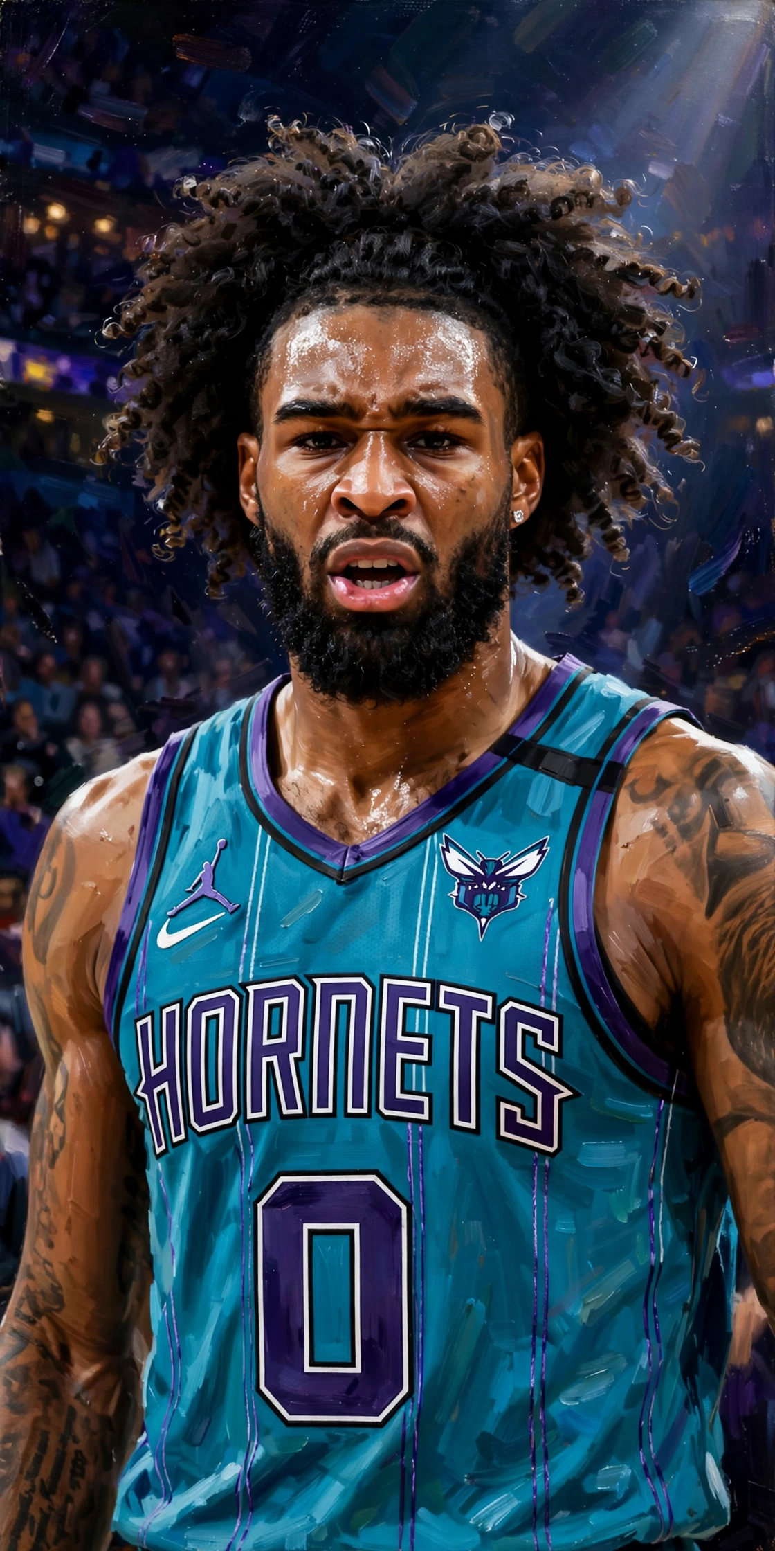 Illustration of Coby White in a Charlotte Hornets uniform