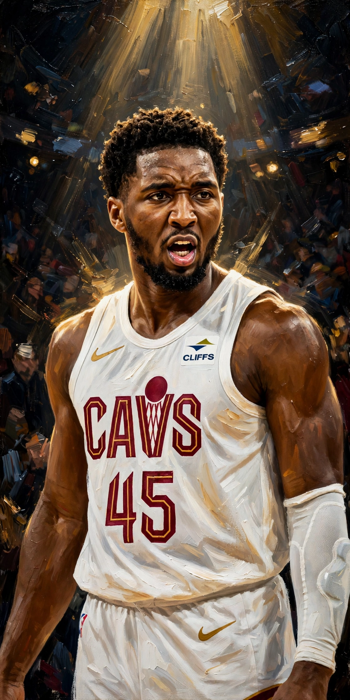 Illustration of Donovan Mitchell in a Cleveland Cavaliers uniform