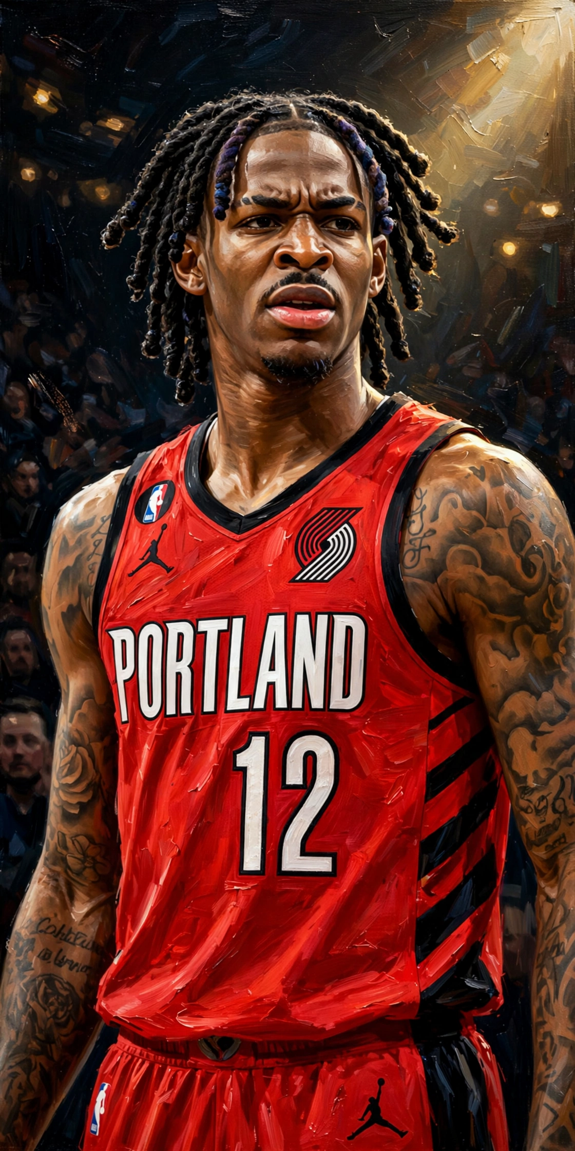 Illustration of Ja Morant in a Portland Trail Blazers uniform