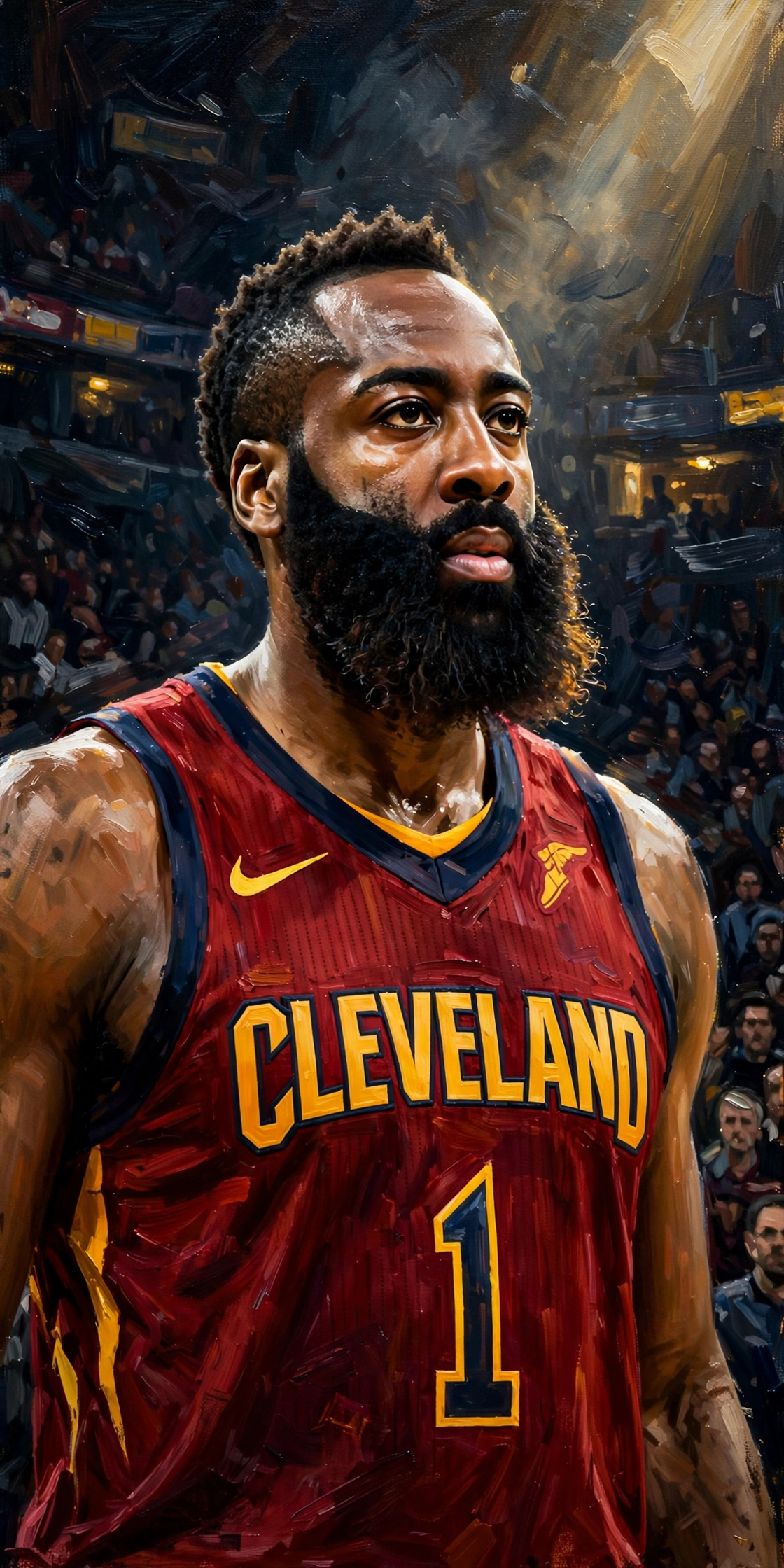 Illustration of James Harden in a Cleveland Cavaliers uniform