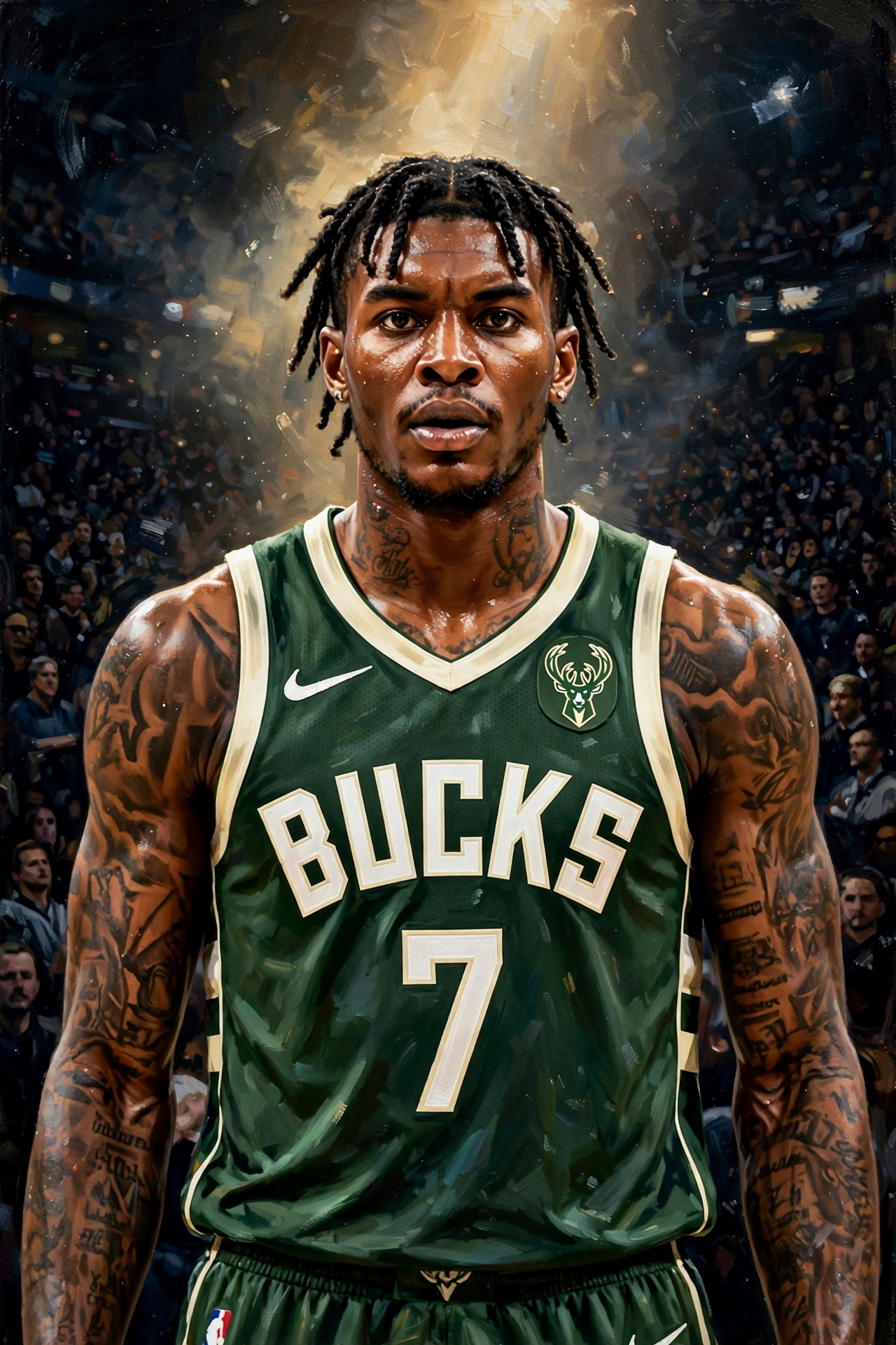 Illustration of Kevin Porter Jr. in a Milwaukee Bucks uniform