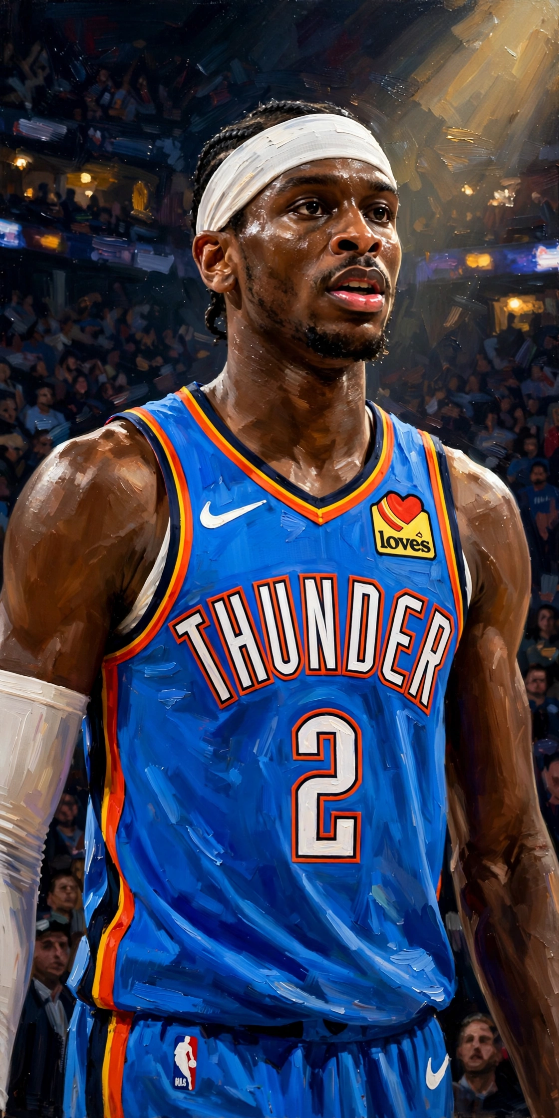 Illustration of Shai Gilgeous-Alexander in a Oklahoma City Thunder uniform