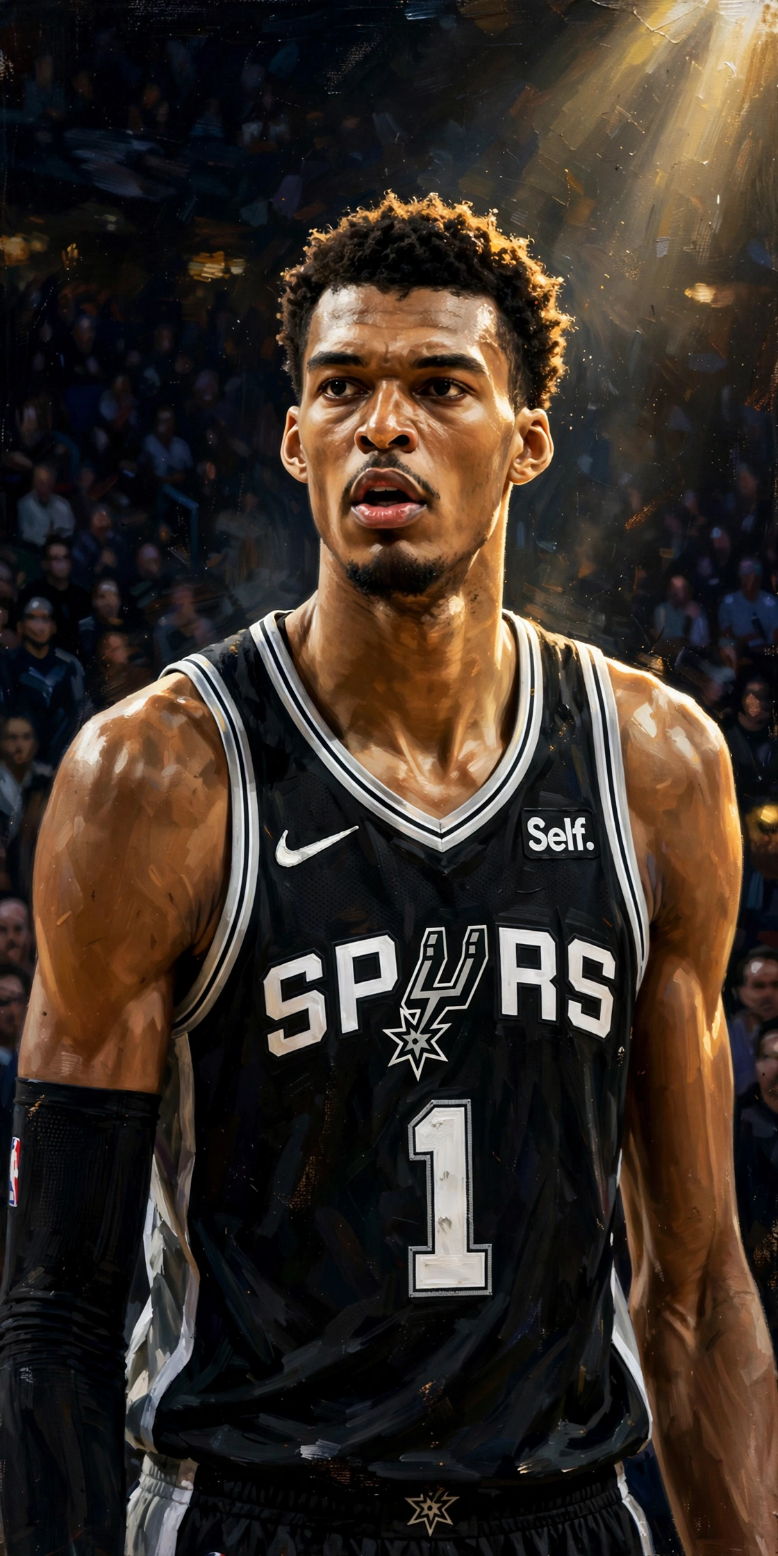 Illustration of Victor Wembanyama in a San Antonio Spurs uniform
